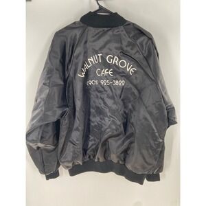 Auburn Sportswear Men's Vintage Black Satin Bomber Jacket XXL Lined